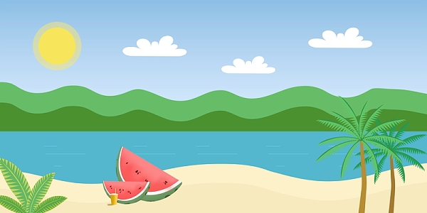 扁平畅游夏日海岛旅游背景