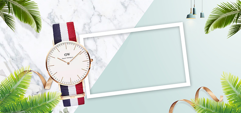 小清新男士腕表叶子banner