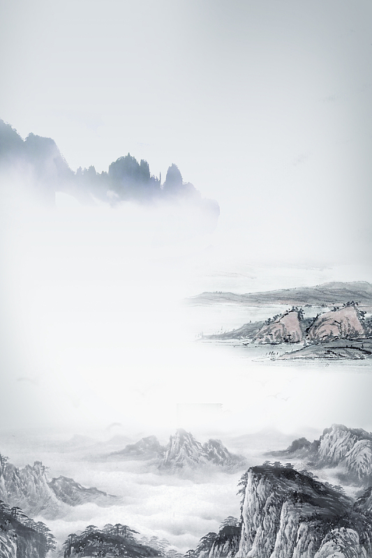 复古的手绘山水背景