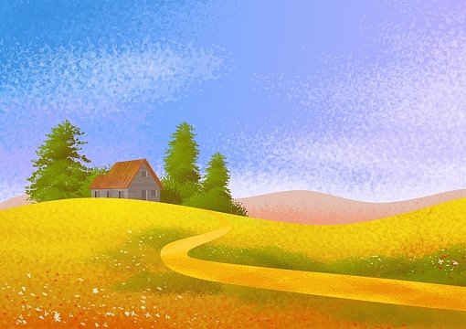 可爱psdjpg扁平树风景插画背景素材jpg扁平化富士山下海报背景素材a