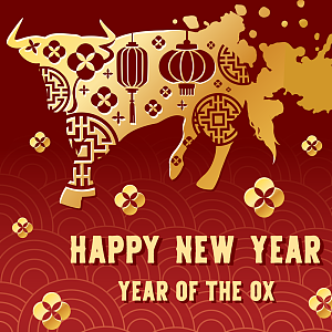 春节喜庆牛牛红色背景