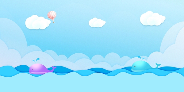 扁平抽象蓝色大海背景素材