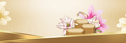 鎏金色大气化妆品展台banner