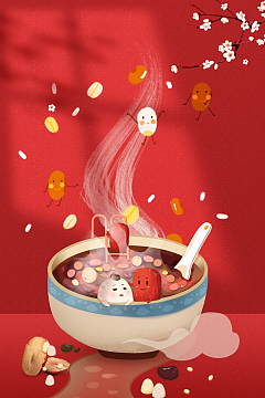 腊八节背景腊八粥红枣梅花