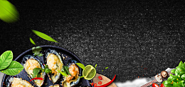 创意美食蚝门盛宴立体字banner