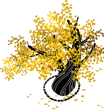 手绘卡通银杏树