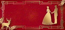我们结婚啦大气红金婚礼banner