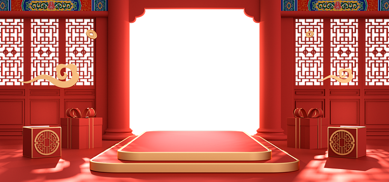中国红色大气宫廷背景电商