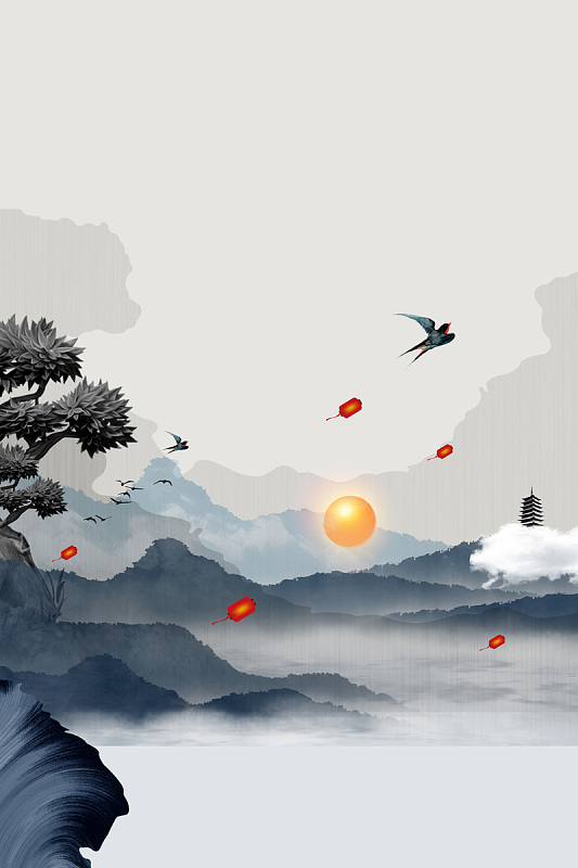 清明节复古燕子背景图