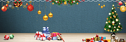 圣诞节灰蓝色简约banner
