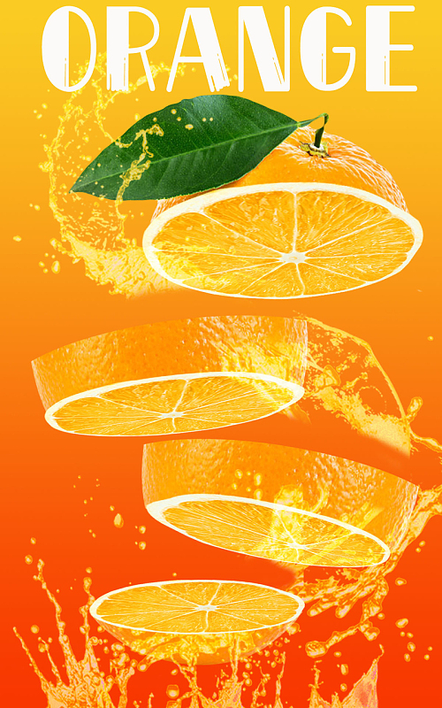 水果橙子切片水花海报