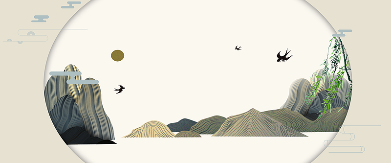 中式 鎏金 山水 背景