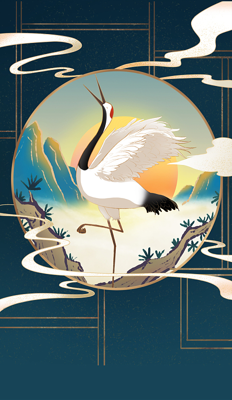 仙鹤古风背景背景素材_仙鹤古风背景背景图片下载_觅元素