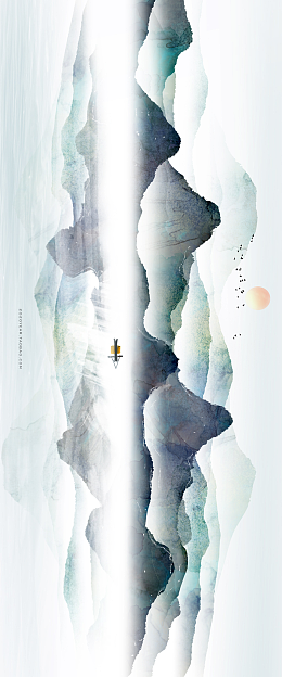中国风山水水墨泼墨背景