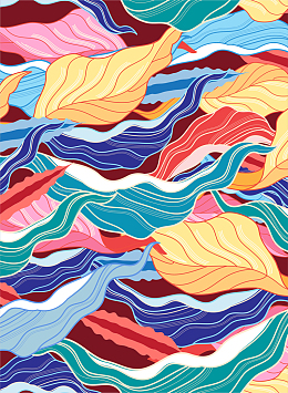 创意多彩抽象树叶背景