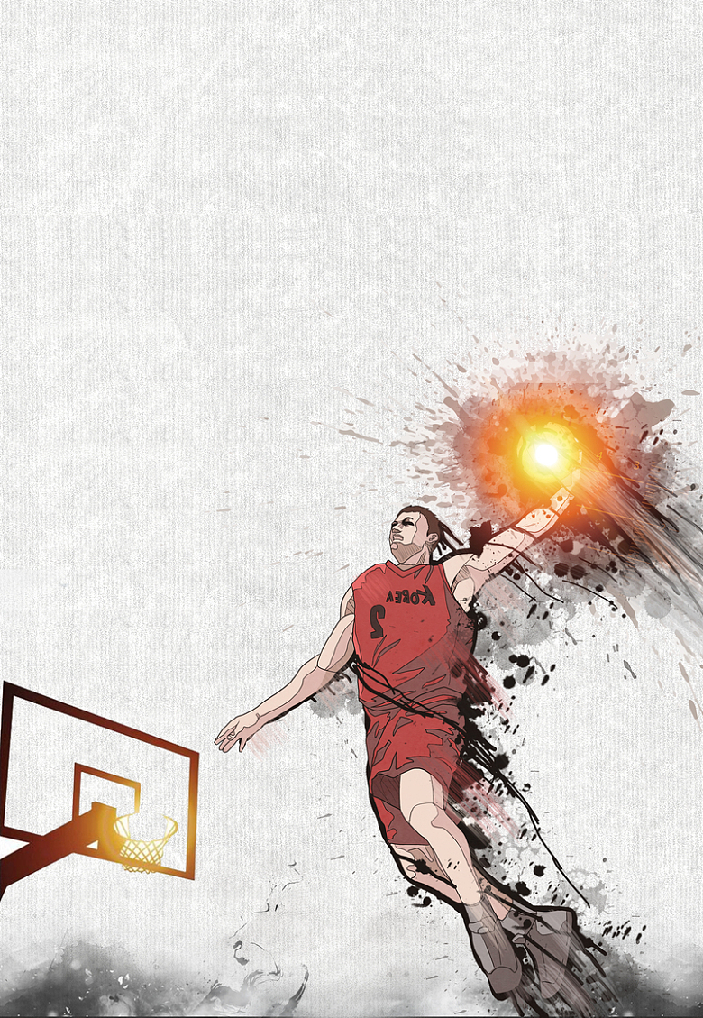 手绘简约国际篮球日海报背景