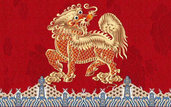 国潮 麒麟 喜庆 国风 神兽