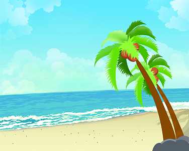 海边海滩卡通素材