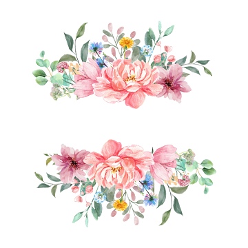 手绘画,草装饰,手绘花朵