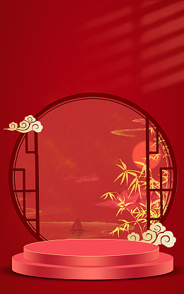 中国复古风，春节不打烊，红色，年货节