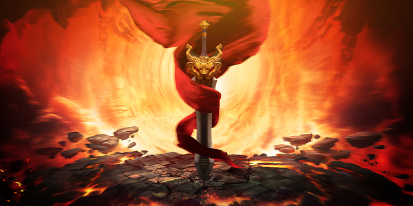 商务年会总结ppt宝剑大气霸气雄伟游背景