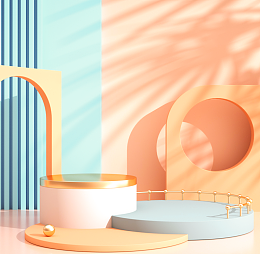 橙色促销电商背景C4D