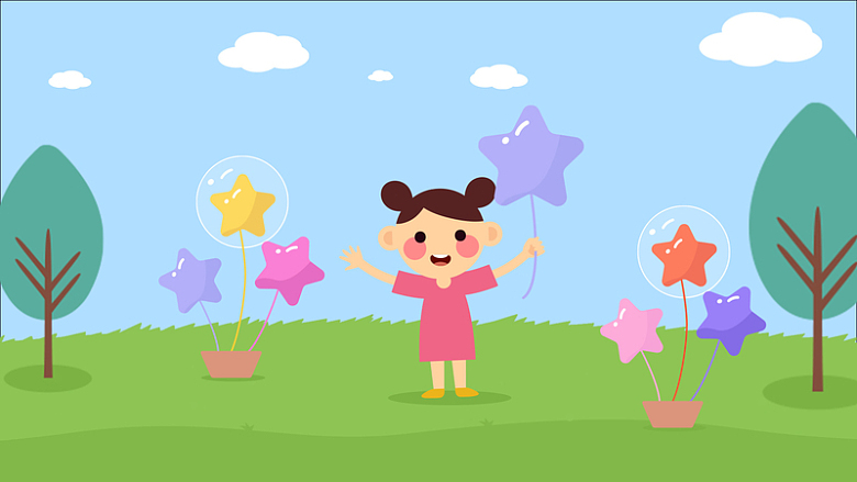 可爱卡通儿童节拿气球的小女孩插画元素