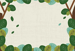 手绘绿色草丛堆树叶落叶文艺小清新背景