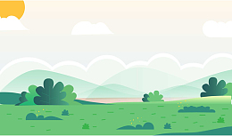 手绘春天户外草坪草地野营风景大自然插画