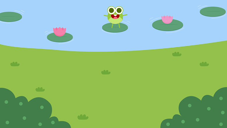绿色夏季池塘青蛙荷叶荷花插画素材