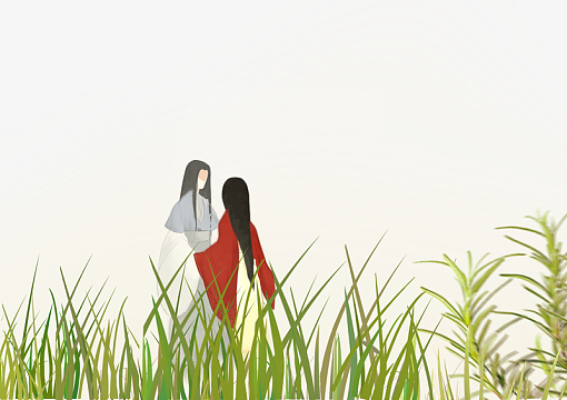 小清新春秋古风人物中国风手绘背景