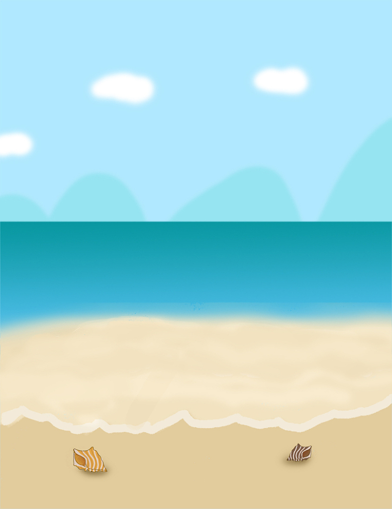 沙滩夏日夏天海边海螺蓝色背景