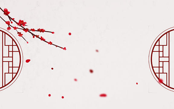 中国风中四手绘梅花边框背景