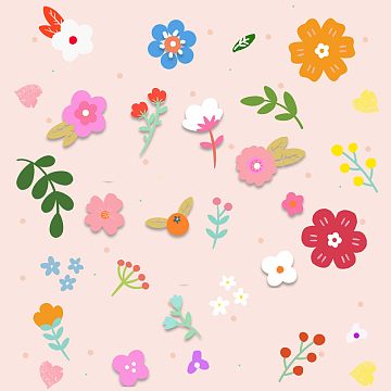 彩色花朵花卉手账春天大自然背景插画