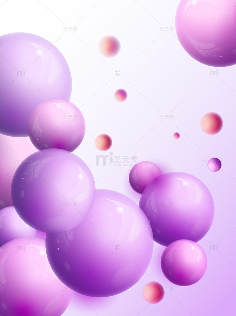 粉紫色渐变矢量立体球体科技海报背景