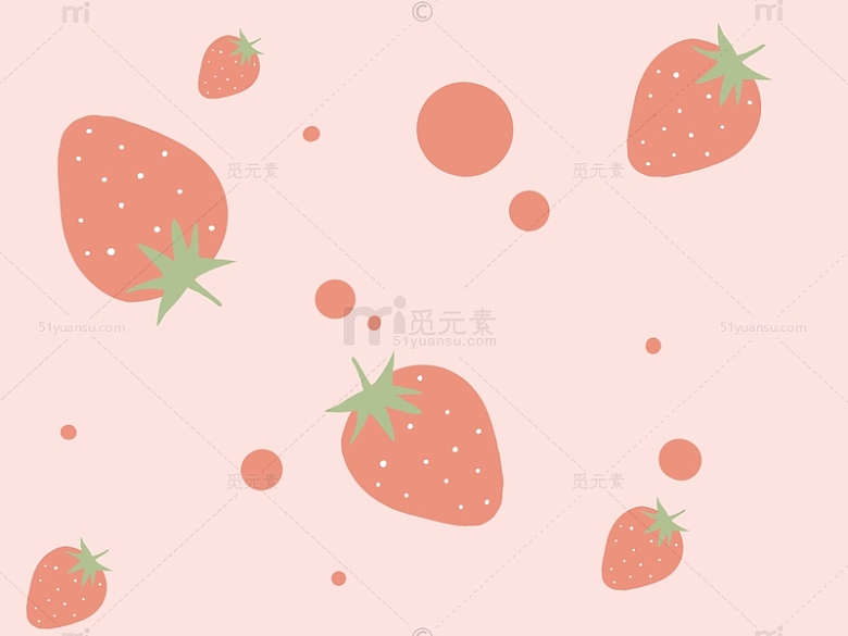 粉色可爱草莓卡通手绘壁纸