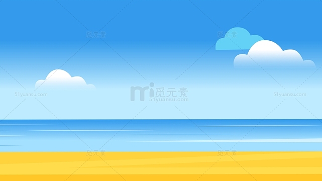 简约蓝天白云海边沙滩背景