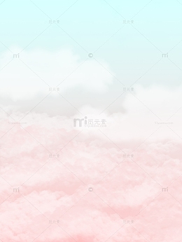 手绘七夕粉蓝色云朵层渐变唯美天空清新背景