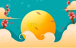 矢量手绘祥云花朵七夕渐变背景