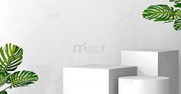 白色几何立体电商场景