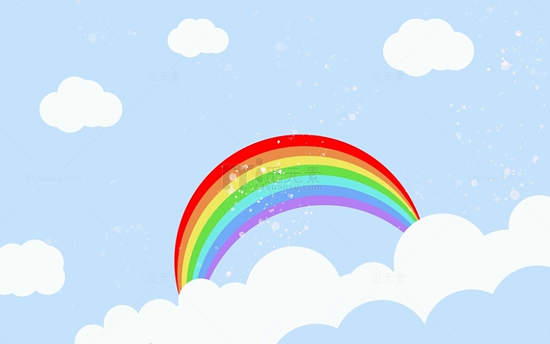 七色彩虹扁平天空背景图
