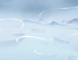 手绘 烟雨 江南 溪水氛围背景