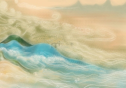 国潮风群山祥云缭绕仙山国潮插画背景
