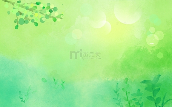 绿色水彩清新夏天大暑背景