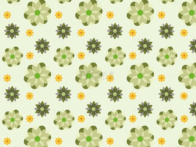 绿色小清新花卉图案背景