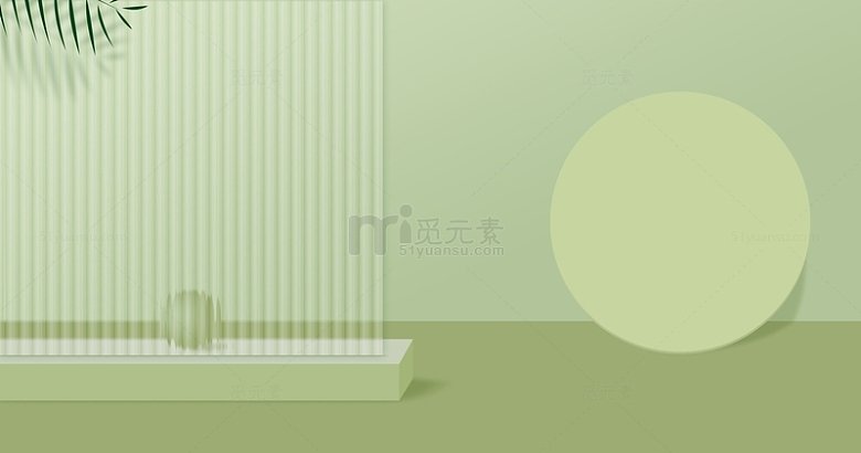 绿色小清新春天夏天电商广告几何玻璃背景
