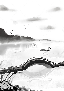 中国风水墨画免扣分层