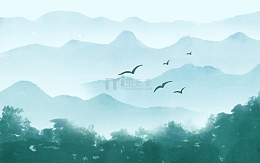 水墨画远山山水背景