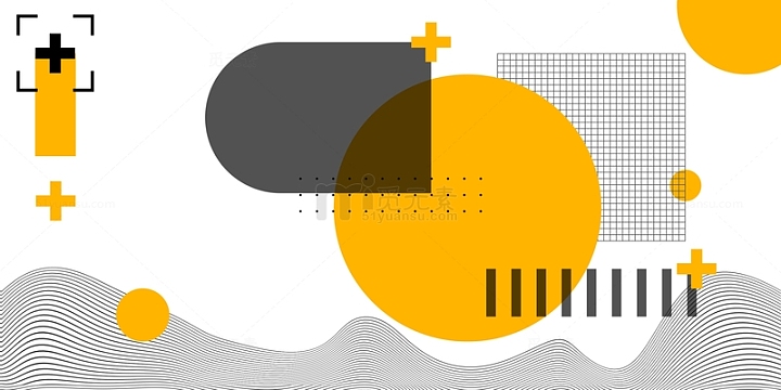 白底黑色橙色孟菲斯几何banner背景