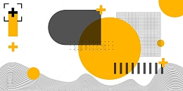 白底黑色橙色孟菲斯几何banner背景